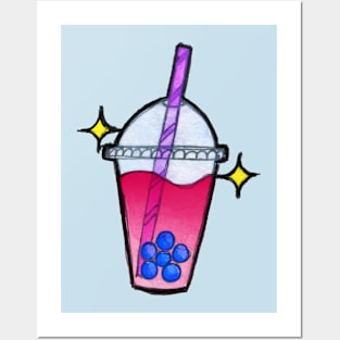 Subtle LGBTQ Bisexual Pride Watercolor Bubble Tea Posters and Art